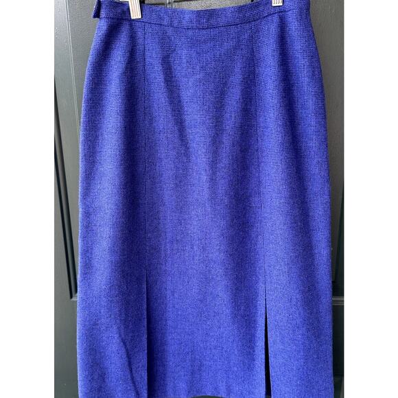 Vintage Avoca Collection 100% Irish Wool Cobalt Blue Midi Skirt Sz 6 Luxury - Picture 4 of 5